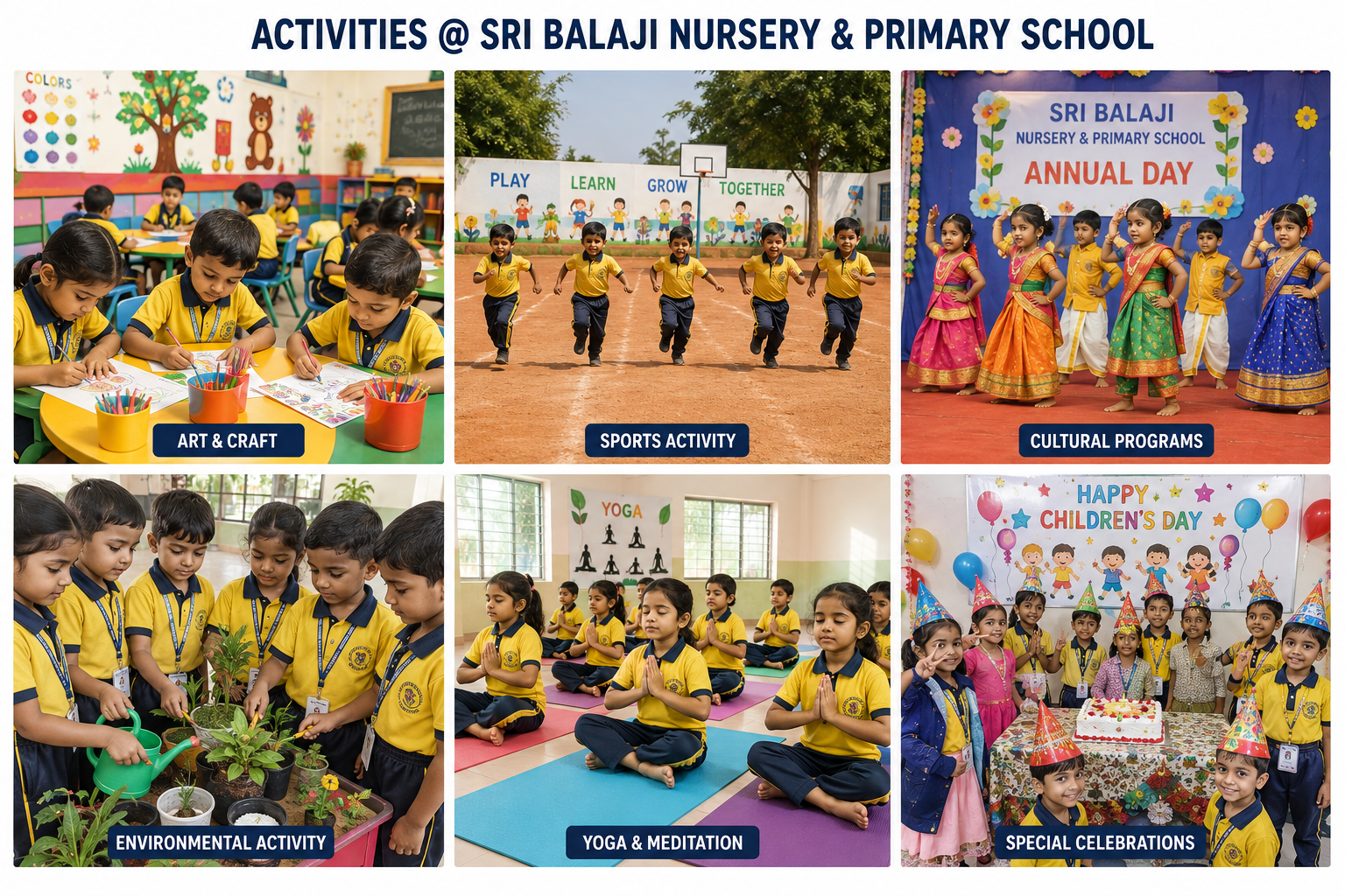 Students participating in activities at Sri Balaji Nursery and Primary School